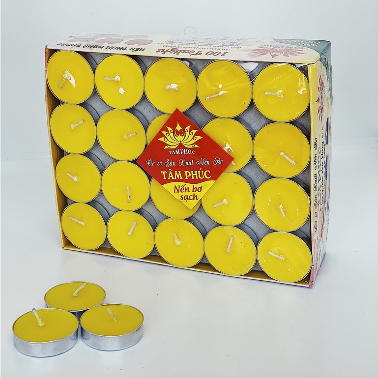 Nến Bơ Sạch Tealight 100 Viên Cháy 3 - 4H