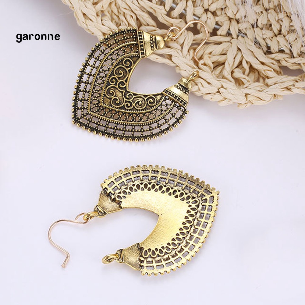 GA_Retro Women Hollow Out Heart Shape Dangle Statement Leverback Earrings Jewelry