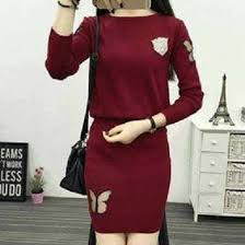Set bộ len gồm áo và chân váy phối bướm xinh