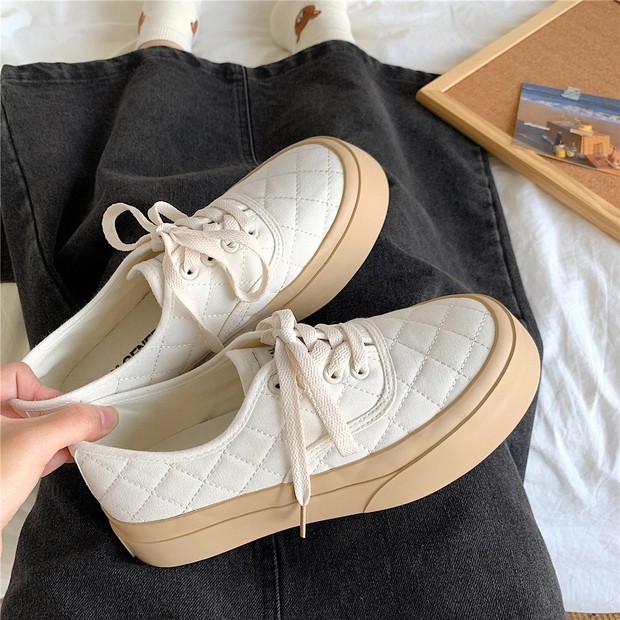 Sẵn Giày sneaker ulzzang dáng vans basic custom đế màu pastel họa tiết đan gối chanel. cực xinh
