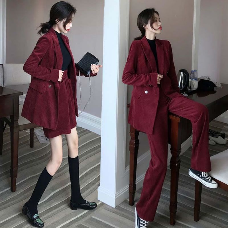 (Hàng order) Set vest nhung đỏ phối chân váy chữ A hoặc quàn ống rộng | WebRaoVat - webraovat.net.vn