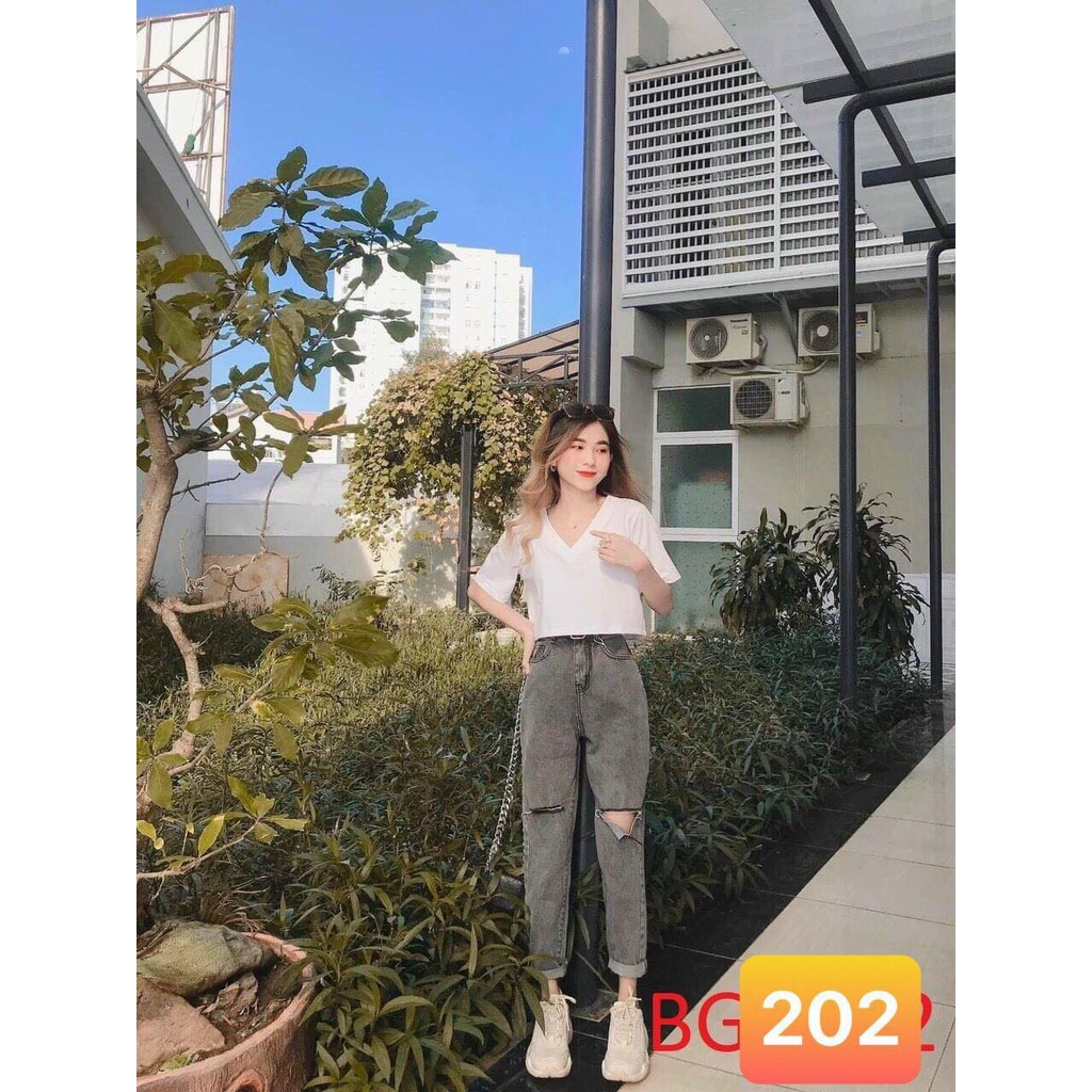 Quần jean nữ lưng cao - Quần baggy nữ - 3 size SML