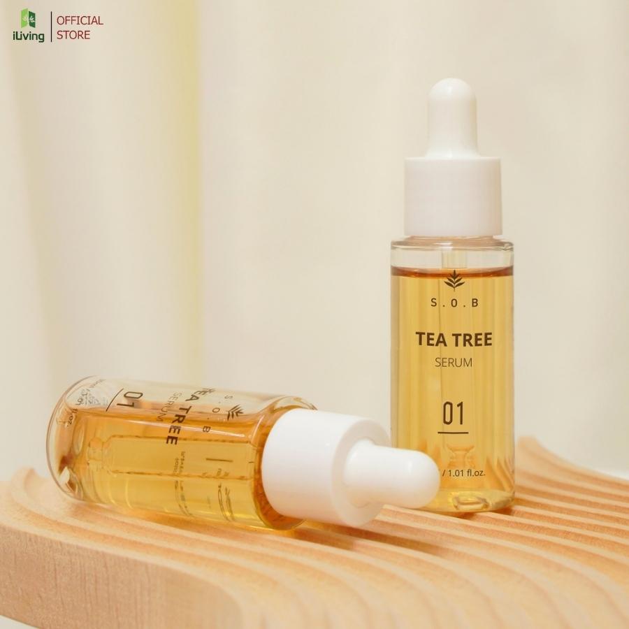 Serum giảm mụn phục hồi da S.O.B Tea Tree Serum 30ml ILIVING-SOBSR30