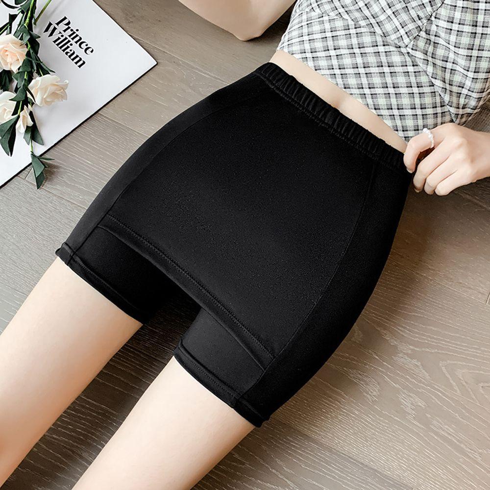 Quần Short An Toàn Lưng Cao Hai Lớp Màu Trơn Thoải Mái Plus Size