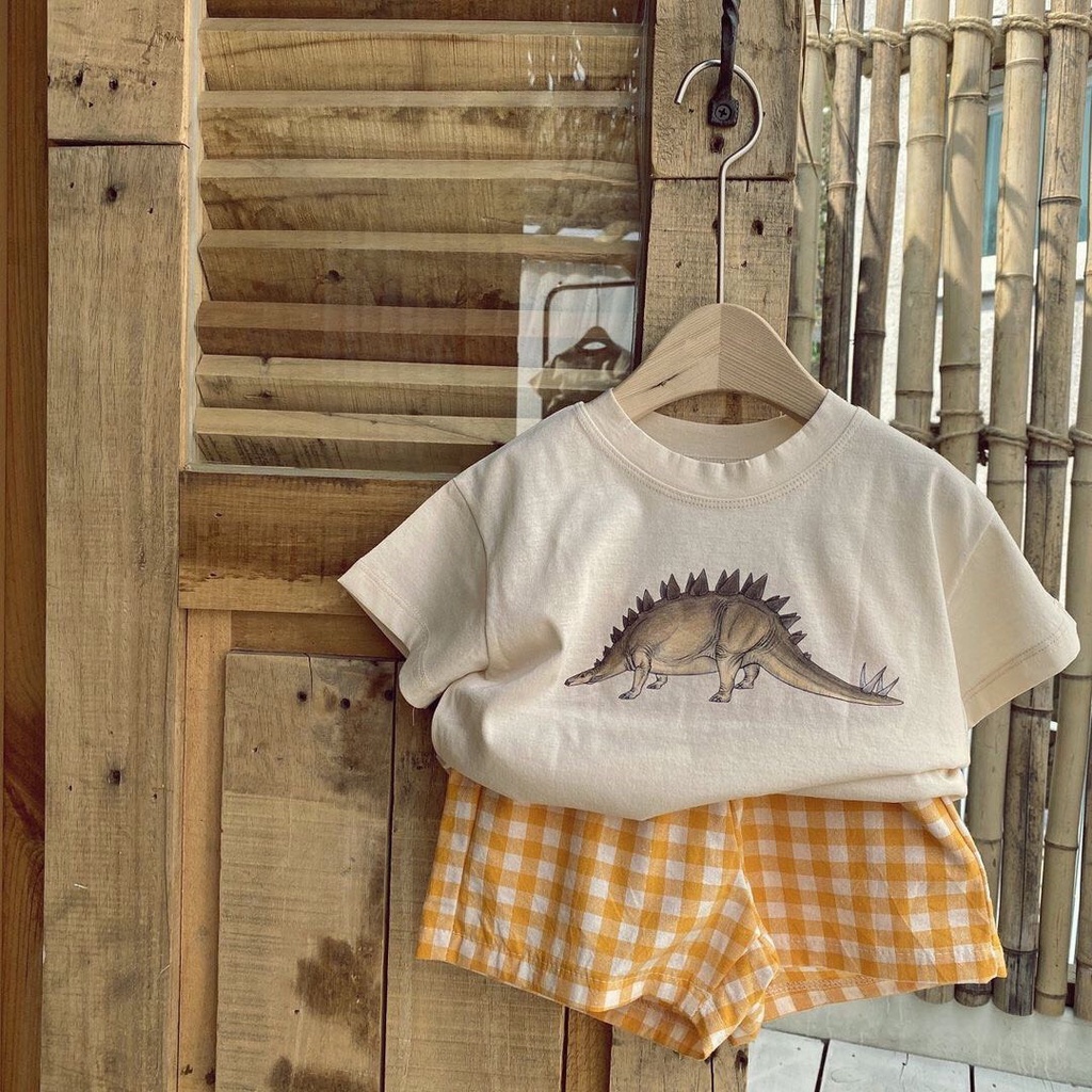 Bộ mặc nhà cotton hình khủng long siêu xinh cho bé trai , bé gái