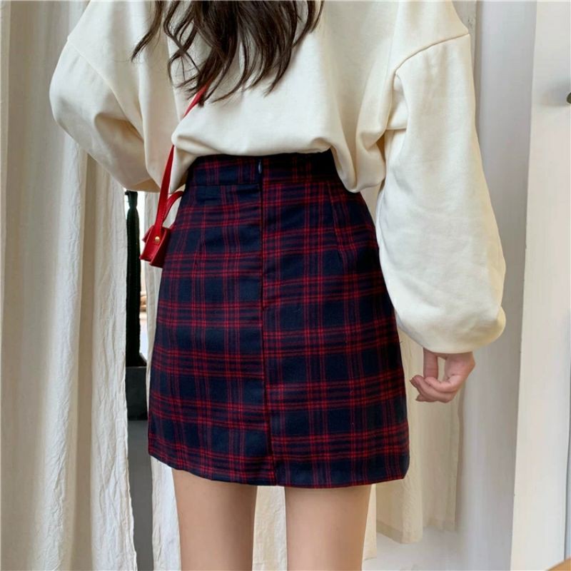 Chân váy dáng chữ A kẻ caro dành cho nữ Ulzzang | BigBuy360 - bigbuy360.vn