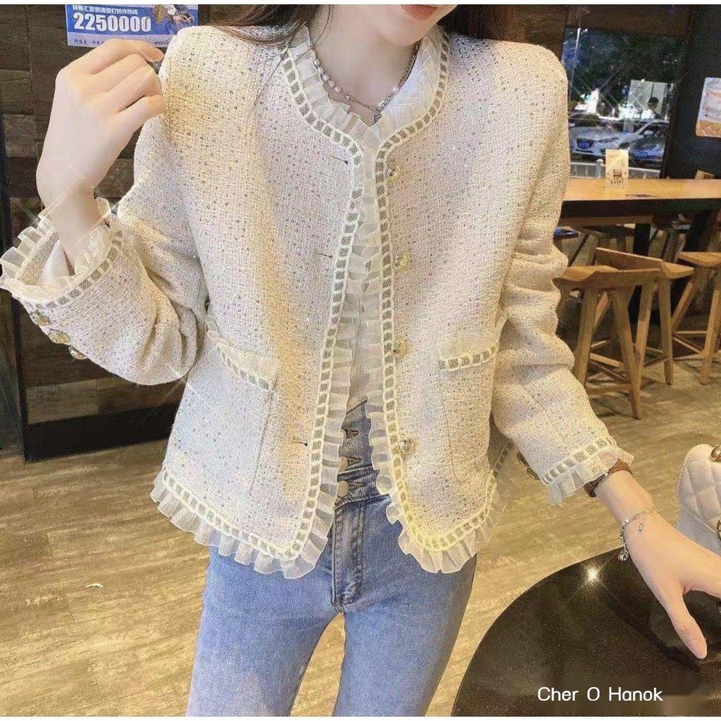 Áo Khoác Ngắn Phong Cách Pháp Cổ Điển Thời Trang Mùa Thu 2022 Xiaoxiangf Cho Nữ