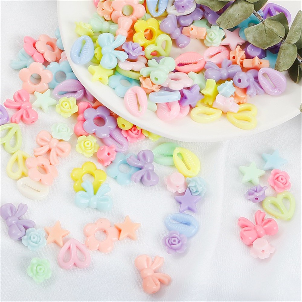 Hạt Nhựa Acrylic Hình Ngôi Sao/Trái Tim/Chữ Nhiều Màu Sắc Dùng Làm Vòng Tay/Vòng cổ DIY