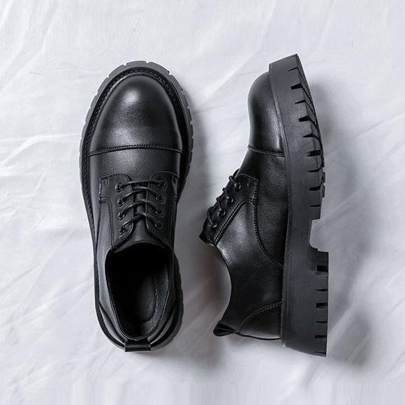 Giày Derby mũi tròn, Giày da nam HOMME đế tăng chiều cao 4cm nguyên khối 7618-R