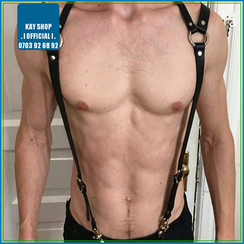 Đai ngực dây sexy da PU cho nam có khoen gài đóng gợi cảm quyến rũ mới lạ có móc cài quần