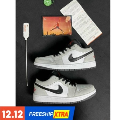 Giày Thể Thao Nam Nữ Jordan Xám Chỉ Đỏ Hàng Cao Cấp