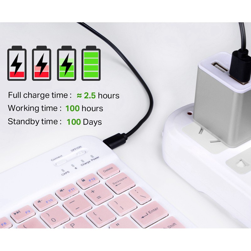 NIXXOS Bộ Bàn Phím Bluetooth Không Dây 10 inch Cho iPad Android Tablet Laptops &amp; Điện Thoại Thông Minh Trọng Lượng Nhẹ