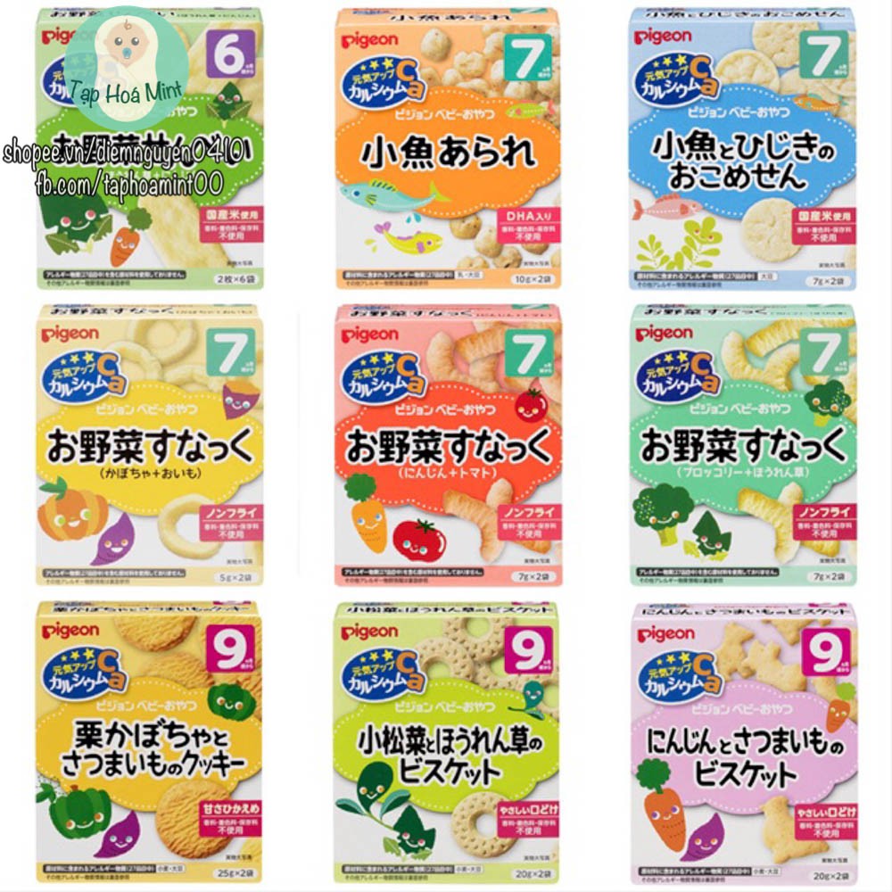 Bánh ăn dặm Pigeon Nhật nhiều vị, bánh ăn dặm cho bé - Tạp hoá mint