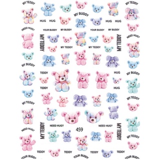 Sticker gấu Teddy - bò sữa dán móng (Phụ kiện đồ nail)