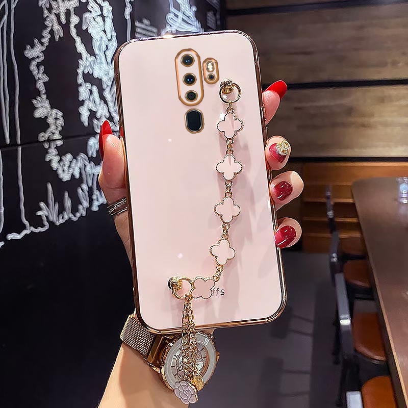 Ốp Điện Thoại Silicon Mềm Họa Tiết Cỏ Bốn Lá May Mắn Cho Oppo A9 A5 2020 A52 A92 Realme C1 A12e