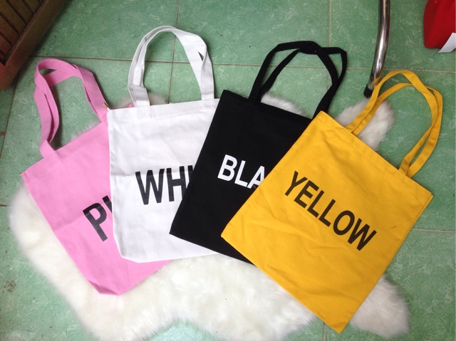 [MUA 1 TẶNG 1]Túi tote Black, White, Yellow, Pink phong cách tặng nón thời trang cùng màu