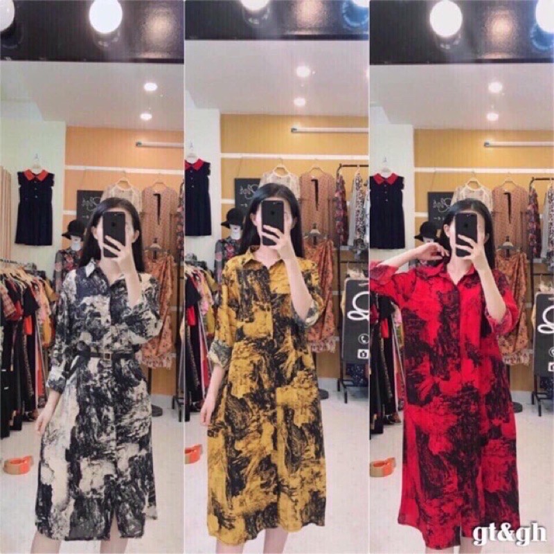 Váy sơ mi loang nữ ảnh thật