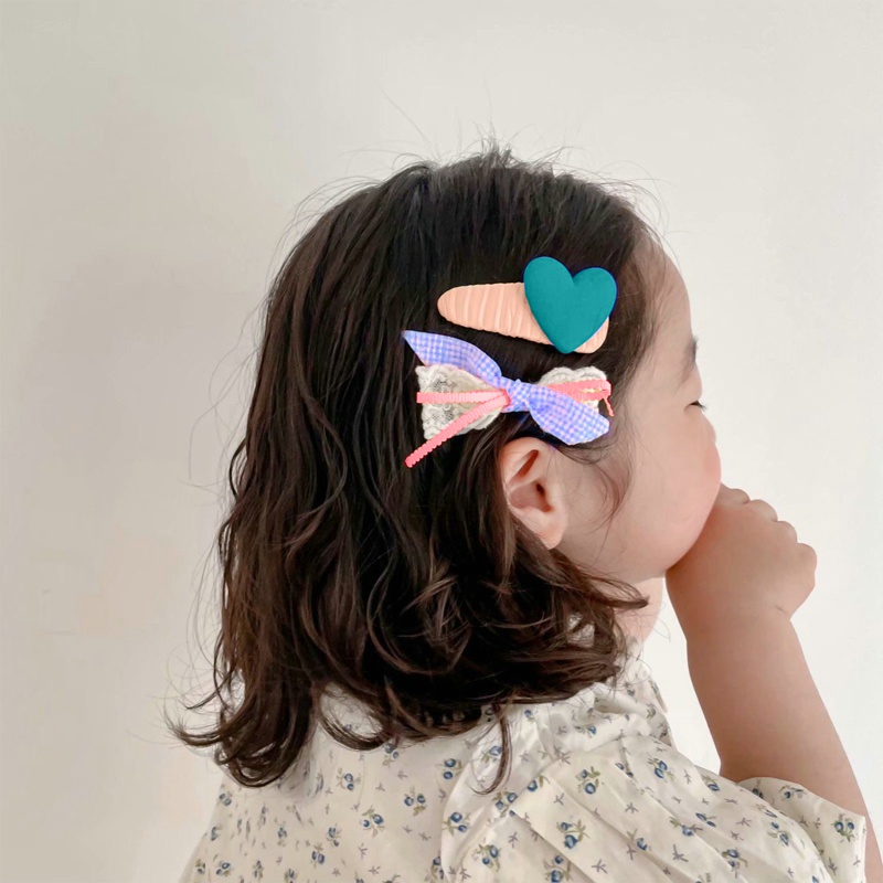 Set 2 KẹP TóC HìNh Nơ / TráI Tim Dễ Thương Cho Bé GáI