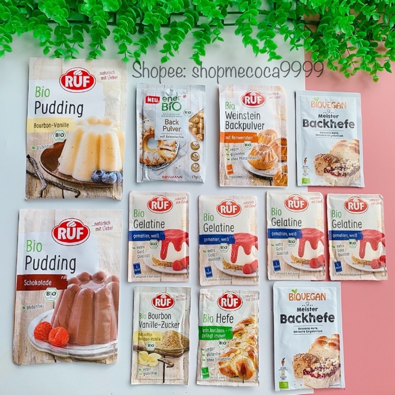 Gelatine hữu cơ RUF, Pudding RUF, men nở RUF, bột nở RUF