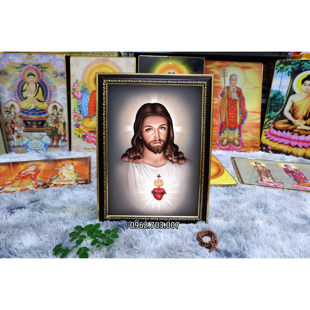 [NHIỀU MẪU] Tranh công giáo chúa Jesus bằng vải phủ bóng khung composite xịn xò 36x48cm
