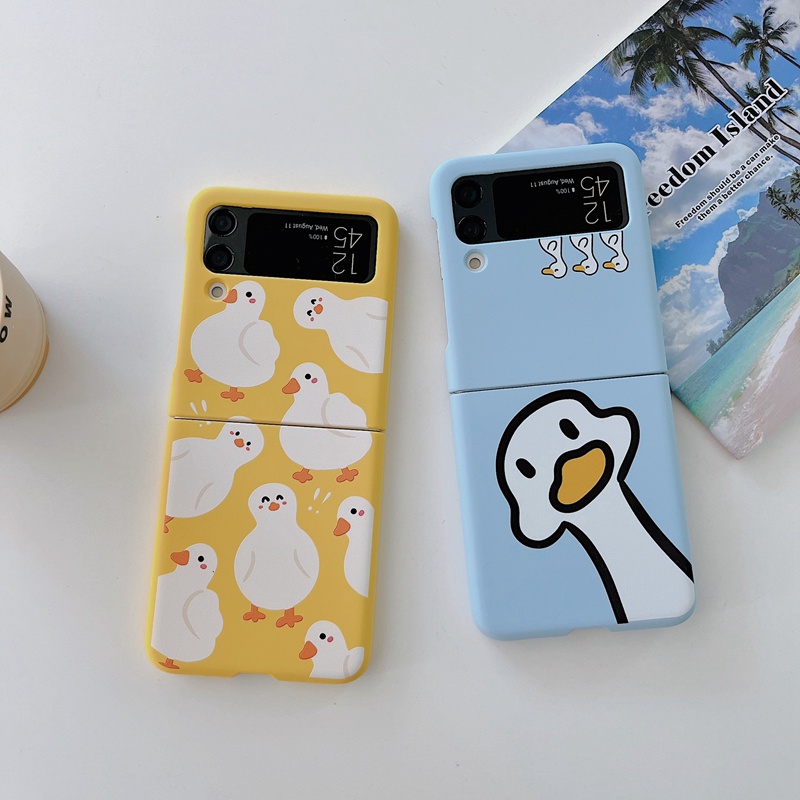 Bao Da Điện Thoại Nắp Lật Màu Kẹo Hình Vịt Hoạt Hình Cho Samsung Galaxy Z Flip3 5G Z Flip4
