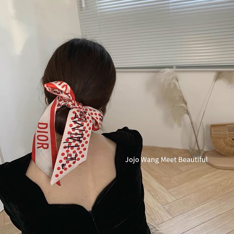 Khăn quấn túi xách chấm bi đỏ - Maben
