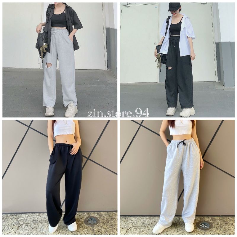 Quần nỉ ống rộng suông nam nữ unisex 2 màu siêu hot 40-60kg