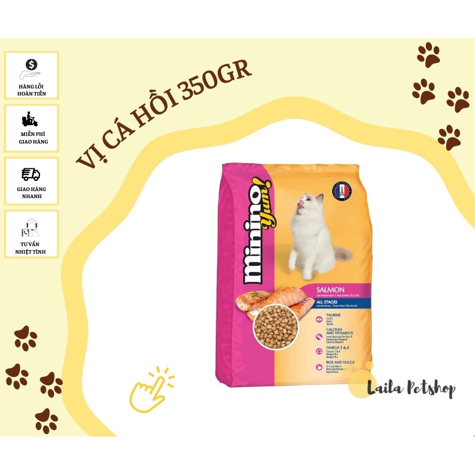Thức Ăn Hạt Cho Mèo MININO - Phù hợp cho mèo 3 tháng tuổi gói 350gram và 450gram - Laila Petshop