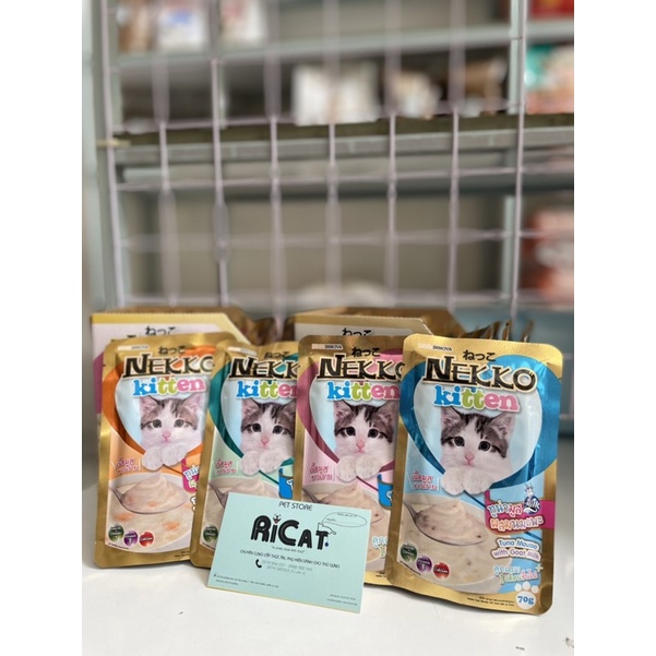 Pate NEKKO Kitten cho Mèo Con Gói 70g Đủ 12 Vị Creamy Gravy Kitten Nhập Khẩu Thái Lan