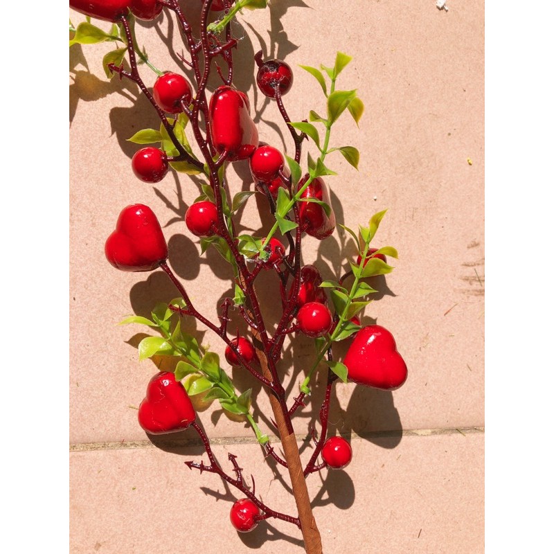 Cành Cherry tim đỏ dài 60cm siêu đẹp - HN5