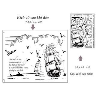 DECAL DÁN TƯỜNG THUYỀN BUỒM ĐEN