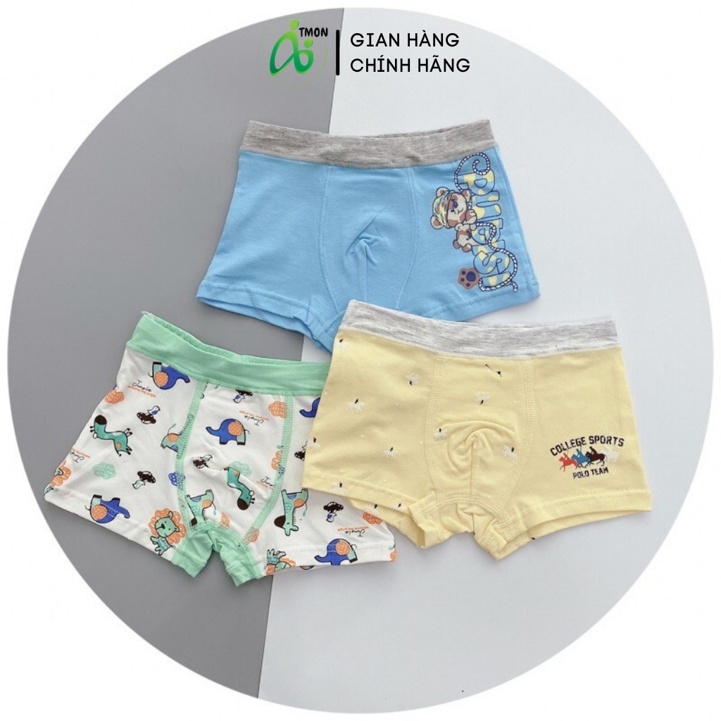 Set 3 quần chip đùi bé trai, quần lót cho trẻ em từ 10 đến 20kg cotton xuất hàn Tmon Kids QATE05