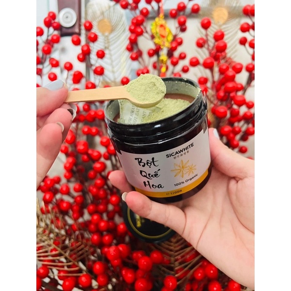 BỘT ĐẮP MẶT NẠ - BỘT RỬA MẶT - BỘT QUẾ HOA SICA WHITE TẶNG MUỖNG GỖ, MUỖNG ĐẮP NẠ
