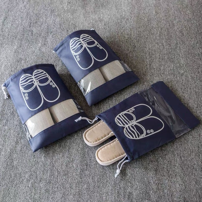 Túi Vải Đựng Giày Dép Dây Rút Chống Bẩn Du Lịch Size Lớn Với Họa Tiết Thiết Kế Đẹp