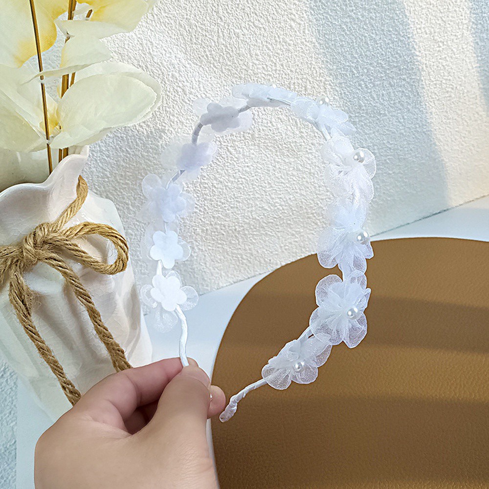 Băng đô hoa chống trơn đính hạt ngọc trai ngọt ngào nhiều màu sắc trang nhã cho nữ