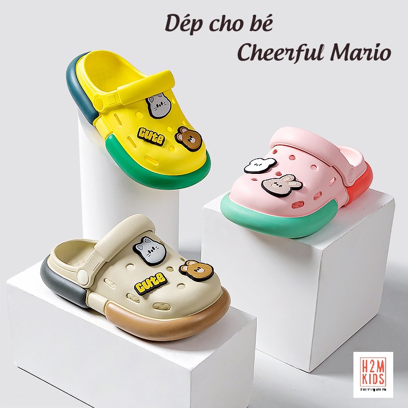 Dép cho bé Cheerful Mario 7702, sục cross cho bé trai bé gái siêu nhẹ chống trơn trượt chính hãng SM3