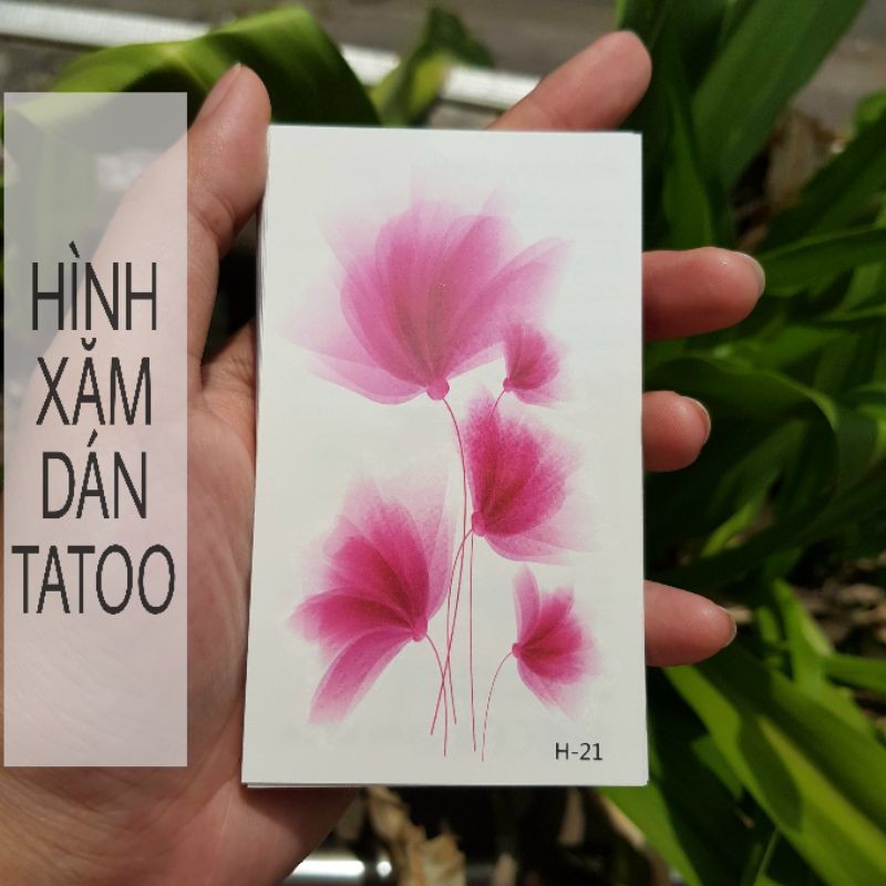 Hình xăm hoa màu loang h21.Xăm dán tatoo mini tạm thời, size &lt;10x6cm