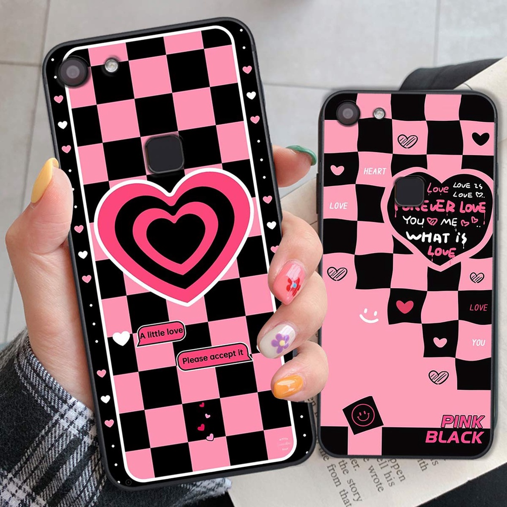 Ốp lưng Vivo V7 / V7 Plus hình hoa vẽ, thời trang, black pinkkk đẹp - Giá tốt nhất - Hàng cao cấp