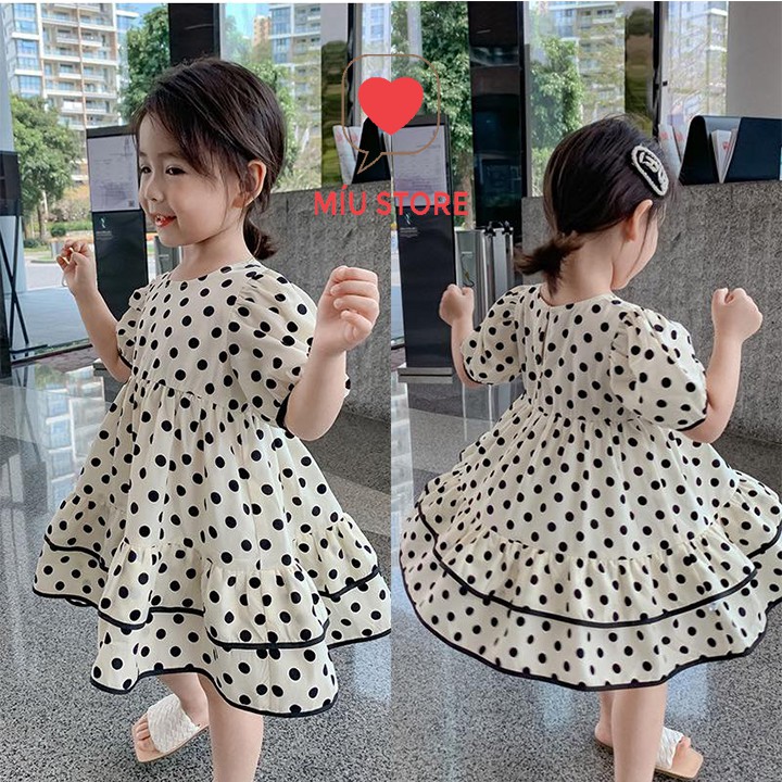 Váy bé gái  mùa Hè cao cấp  Siêu  Xinh dễ thương phong  cách Công  Chúa  Hàn Quốc chấm bi   - MIU VB01 (8-25kg )
