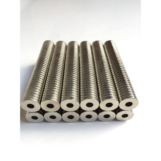 Nam Châm Đất Hiếm 14,8x3mm lỗ tròn M4 ( Từ Tính Hút Cực Mạnh ) (CAM KẾT HÀI LÒNG)