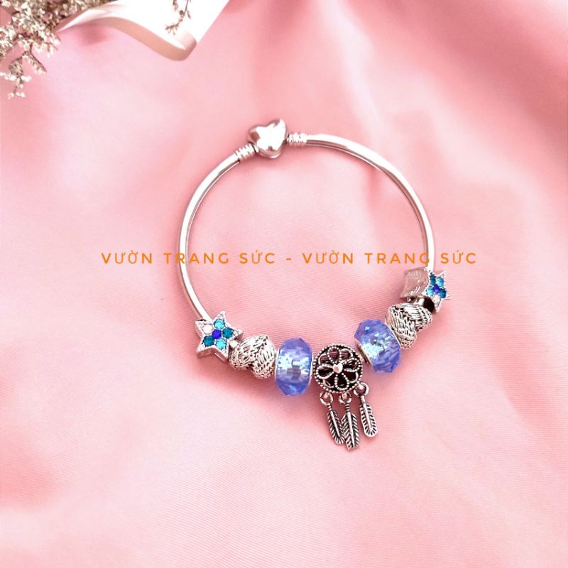 vòng tay nữ bạc Thái - Lắc tay nữ bạc Thái charm Dreca phong cách cổ điển, thanh lịch Vườn Trang Sức VTSVT00196