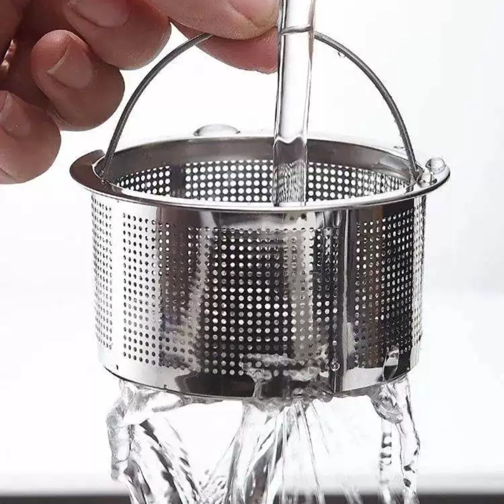 Giỏ lưới lọc rác thiết kế vừa với mọi bồn rửa chén inox 304 có quai xách tiện lợi 7.5x6cm