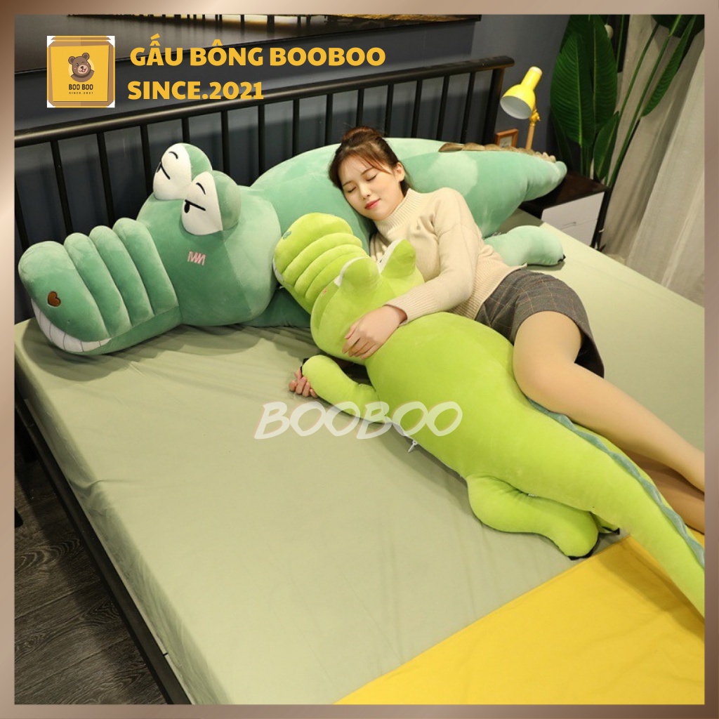 Gấu Bông Cá Sấu Mặt Ngáo, gối ôm hình thú nhồi bông cho bé Siêu To Khổng Lồ, Vải Co Giãn 4 Chiều Siêu Mềm Mịn BooBoo