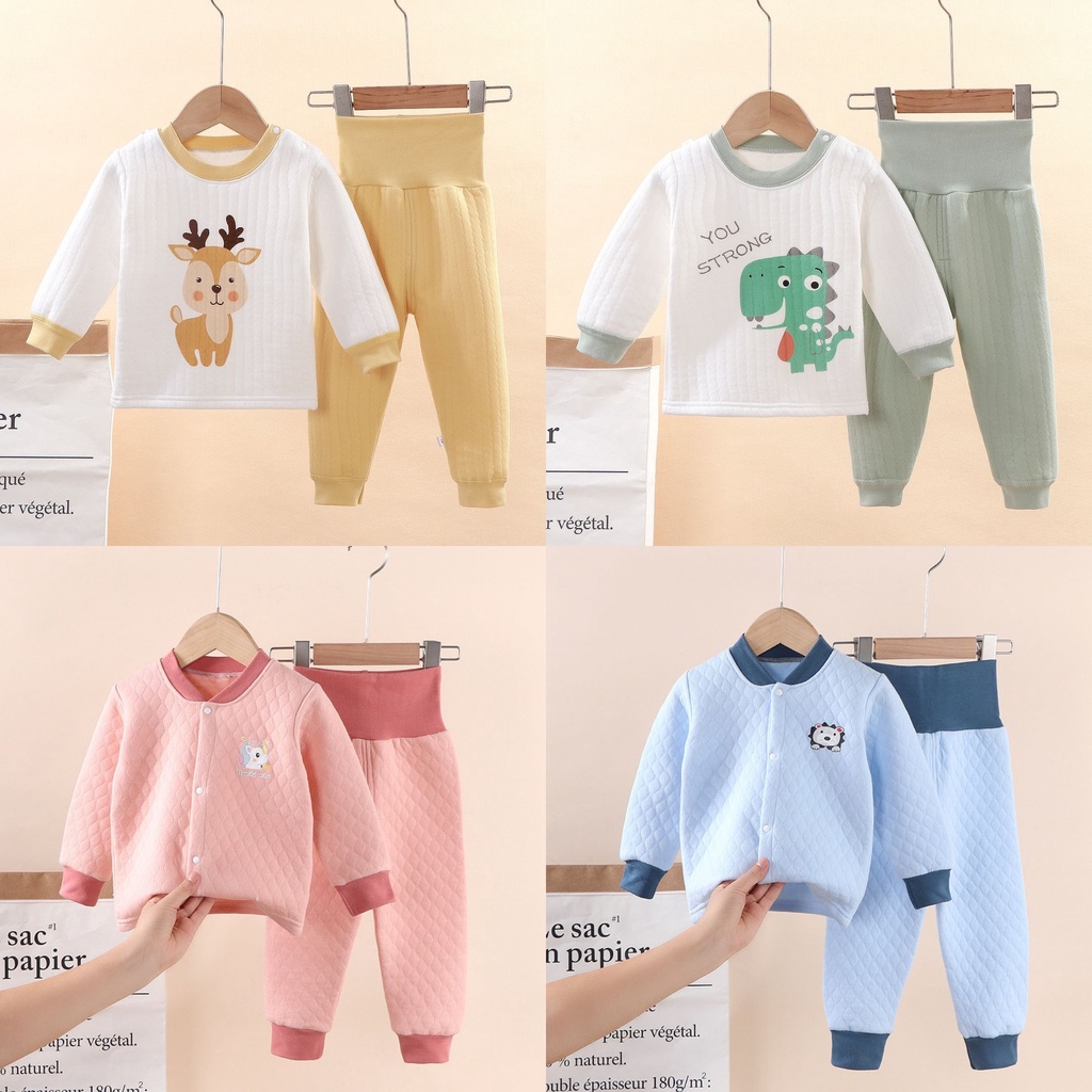 Bộ dài tay cho bé trai bé gái , bộ trần bông dày dặn cho bé Thanh hằng baby từ 7 đến 17 kg
