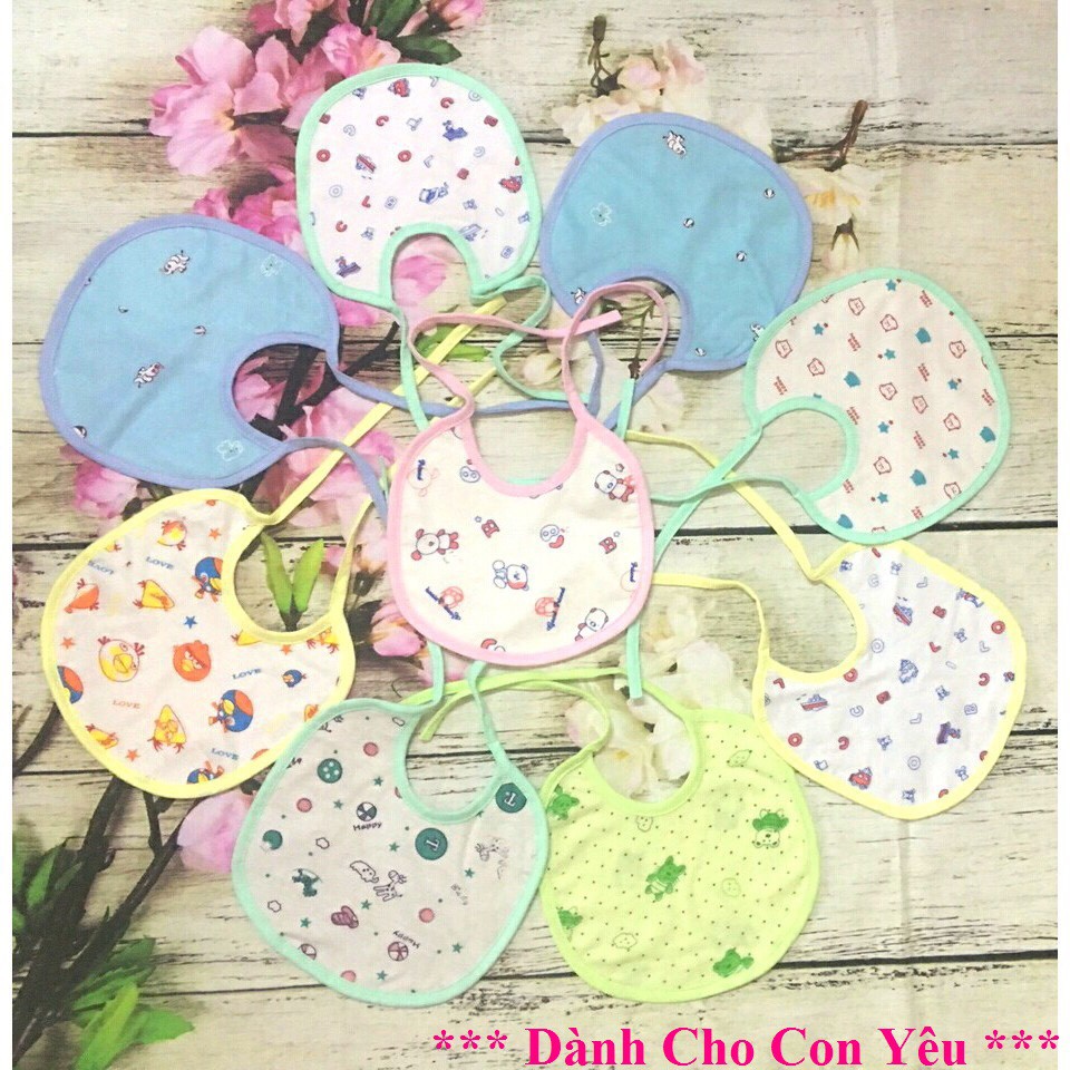 Yếm cotton 2 lớp buộc dây cao cấp cho bé