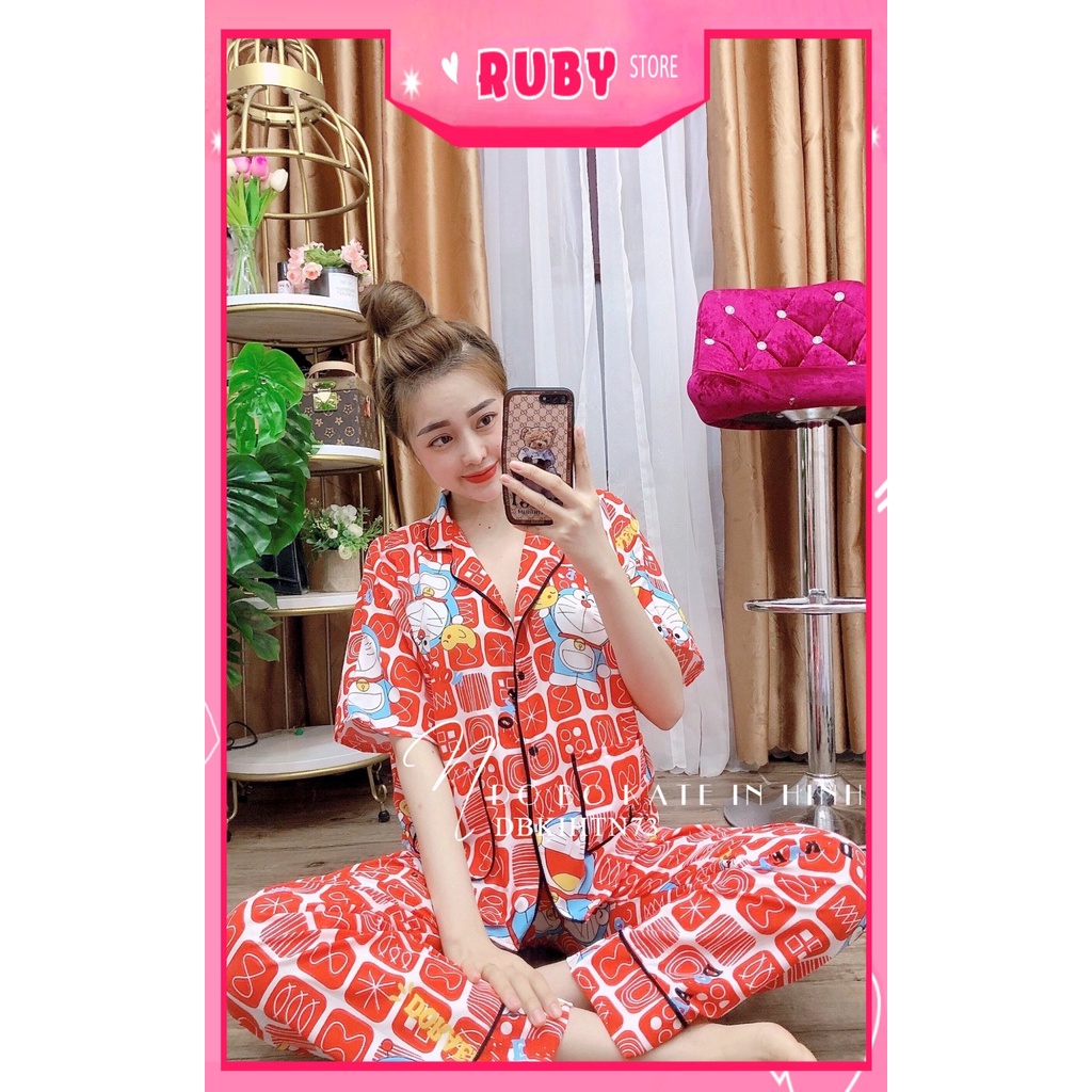 Đồ bộ phom to cho nữ mặc nhà chất kate mềm mịn in hình doremon hoạt hình dễ thương DBKIHTN73