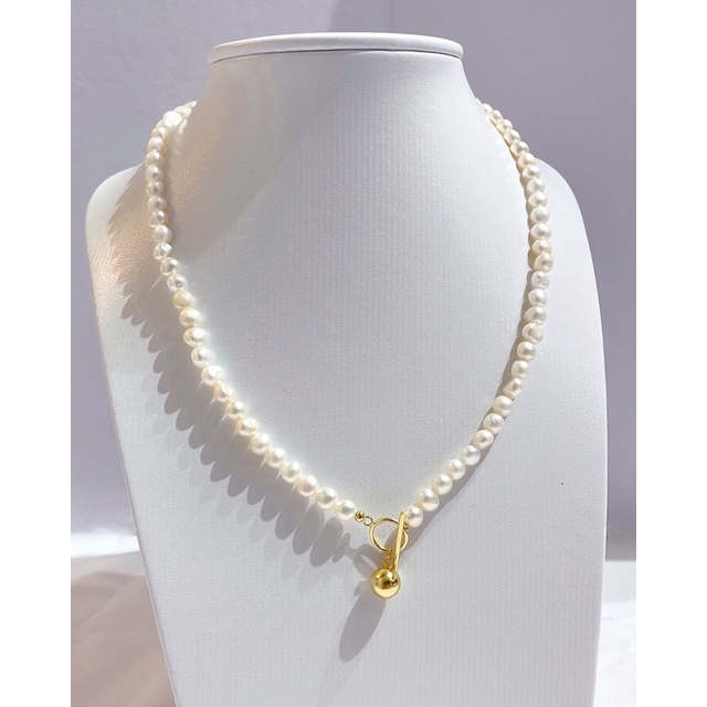 Vòng cổ Ngọc nuôi nước ngọt khoá TO bạc xi vàng Minh Tâm Jewelry
