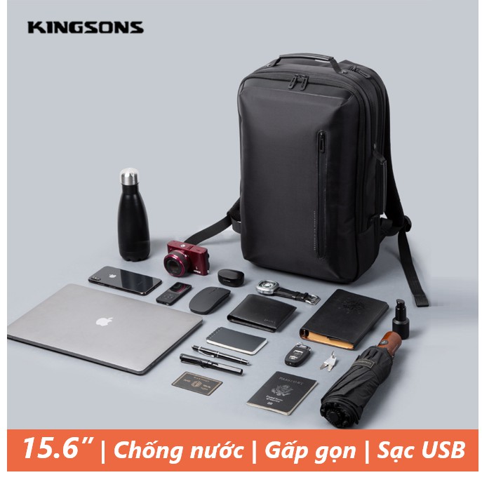 Balo laptop Kingsons KS3223W - Balo sạc điện thoại Kingsons