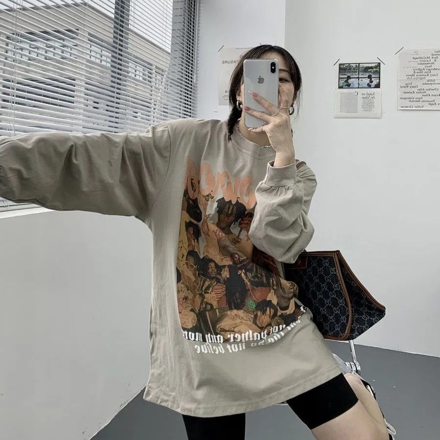 Áo Sweater Tay Dài Dáng Rộng In Hình Rapper Mẫu Mới 2022 Phong Cách Hip hop Âu Mỹ Thời Trang Cho Nam Và Nữ