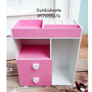 tủ mini đựng mỹ phẩm hồng phấn mới núm tim